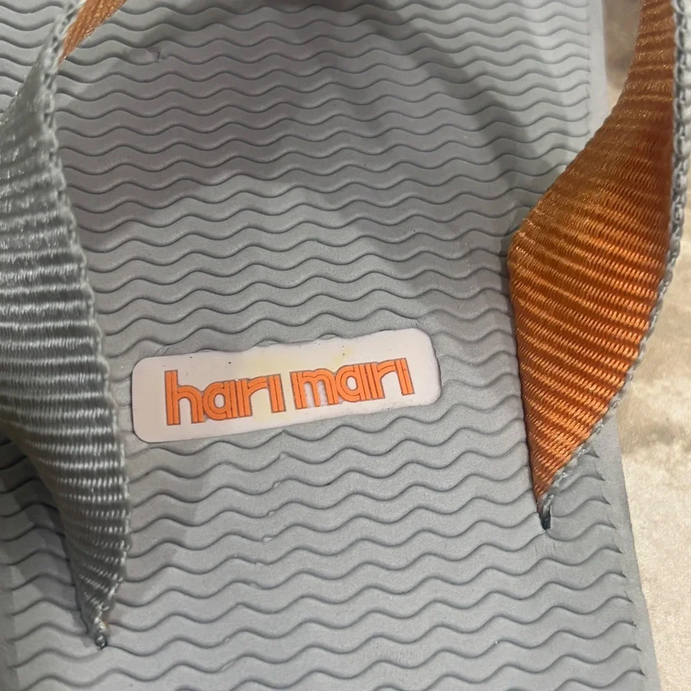 Hari Mari Mens Dunes Flip Flops Grey Orange Blue Thong Sandals Size 10